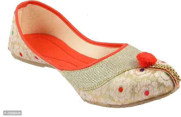 Stylish Orange Synthetic Embellished Mojaris For Women-thumb0