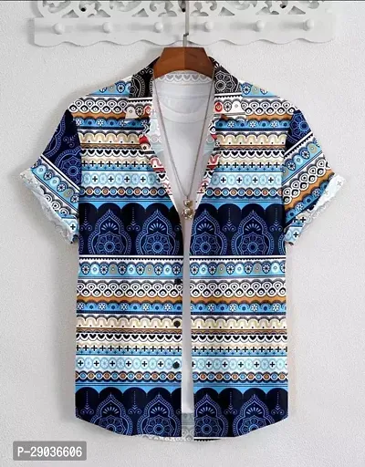 Classic Cotton Blend Printed Casual Shirt for Men-thumb0