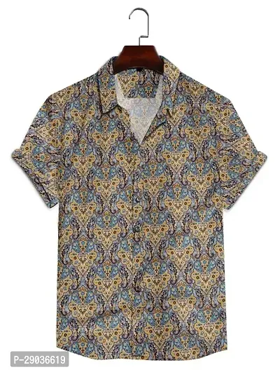 Classic Cotton Blend Printed Casual Shirt for Men-thumb0