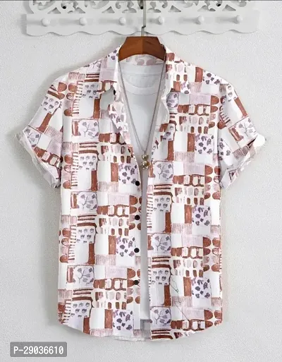 Classic Cotton Blend Printed Casual Shirt for Men-thumb0