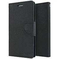 Fastship Imported Canvas Cloth Smooth Flip Cover for Mi Redmi Note 7 Wallet Style Back Cover Case  Stylish Mercury Magnetic Closure  Black-thumb1