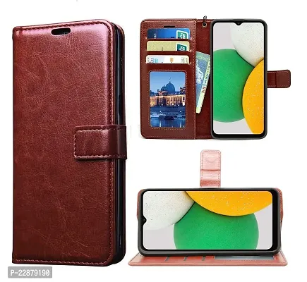 Fastship Cover Case Vintage Magnatic Button Case Inside Build Back TPU Stand View Lether Flip Cover for Motorola Moto G13  Brown-thumb0