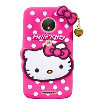 Fastship case Silicone Soft Hello Cat Kitty with Pendant Case Proper fit Back Cover for Moto C Plus  Pink-thumb1