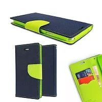 Coverage Imported Canvas Cloth Smooth Flip Cover for Realme 7Pro  RMX2170  Inside TPU  Inbuilt Stand  Wallet Back Cover Case Stylish Mercury Magnetic Closure  Blue Green-thumb1