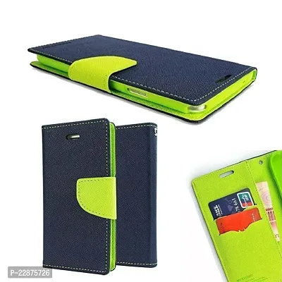 Coverage Imported Canvas Cloth Smooth Flip Cover for Realme 7Pro  RMX2170  Inside TPU  Inbuilt Stand  Wallet Back Cover Case Stylish Mercury Magnetic Closure  Blue Green-thumb2