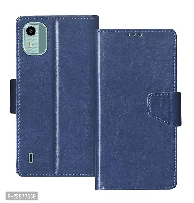 Fastship Vintage Magnatic Closer Leather Flip Cover for Nokia TA 1562  Nokia C12Pro  Cobalt Blue-thumb2