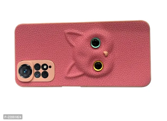 Fastship Coloured 3D POPUP Billy Eye Effect Kitty Cat Eyes Leather Rubber Back Cover for Redmi Note 11 5G  Baby Pink