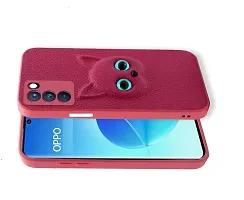 Coverage Coloured 3D Cat Eye Proper fix Case Rubber Back Cover for Oppo A55 5G  Baby Pink-thumb1