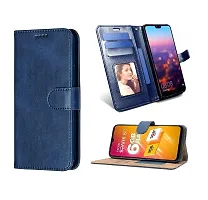 Fastship Cover Vintage Magnatic Closer Leather Flip Cover for Infinix X663  Note 11  Navy Blue-thumb1