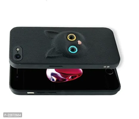 Coverage Coloured 3D Cat Eye Proper fix Case Rubber Back Cover for i Phone 8  Pitch Black-thumb0