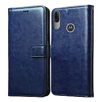 Fastship Case Vintage Magnatic Closer Leather Flip Cover for Motorola Moto E6 Plus  Cobalt Blue-thumb1