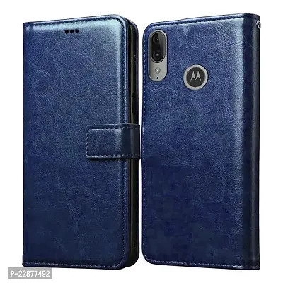 Fastship Case Vintage Magnatic Closer Leather Flip Cover for Motorola Moto E6 Plus  Cobalt Blue-thumb2