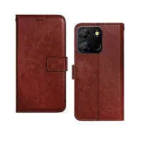 Fastship Cases Vintage Magnatic Closer Leather Flip Cover for Itel A662LM  Itel A60s  Executive Brown-thumb1