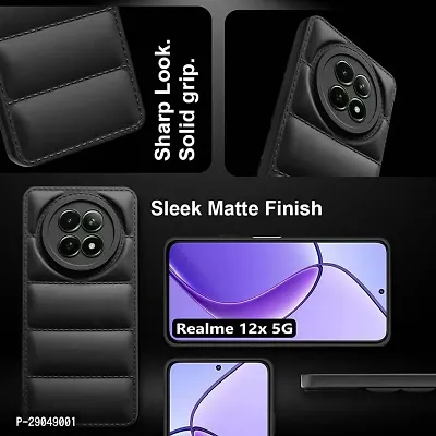 Fastship Matte Soft Case | Liquid Silicon Puff Case Back Cover for Realme 70X / 12x / 12 5G / C65 5G - Black-thumb5