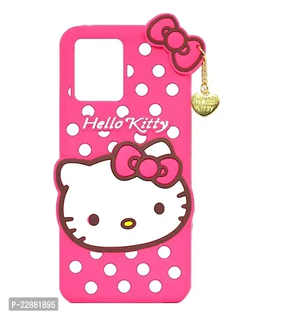 Fastship Silicone Soft Hello Kitty with Pendant Case Proper fit Back Cove for Oppo A53s 5G  Pink-thumb2