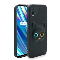 Fastship Coloured 3D POPUP Billy Eye Effect Kitty Cat Eyes Leather Rubber Back Cover for vivo Y21G  Pitch Black-thumb1
