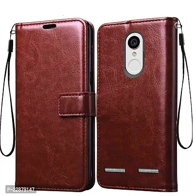 Fastship Vintage Magnatic Button Case Inside Build Back TPU Stand View Lether Flip Cover for Lenovo K33A42  K6 Power  Brown-thumb2