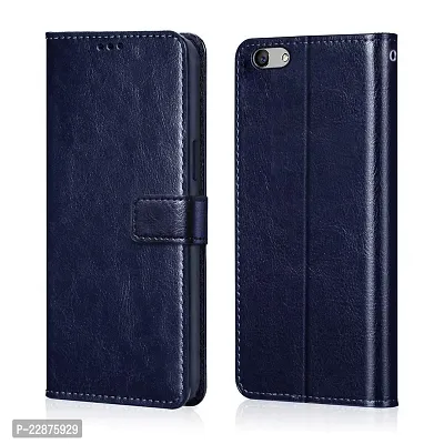 Fastship Cover Leather Wallet Stand Magnetic Closure Flip Cover for Oppo A57 2016  Navy Blue-thumb0