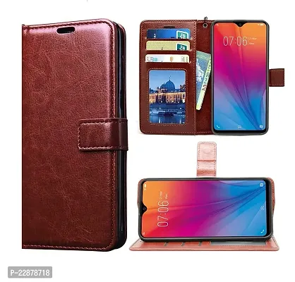 Fastship Vintage Magnatic Closer Leather Flip Cover for Tecno Spark Go 2023  Executive Brown-thumb0