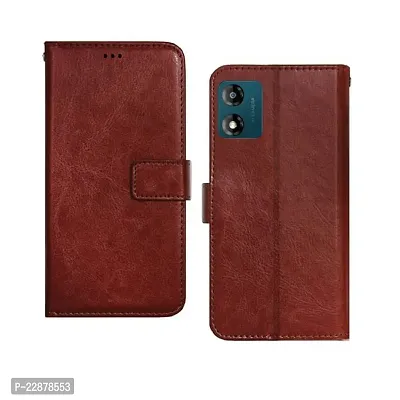 Fastship case Vintage Magnatic Closer Leather Flip Cover for Motorola Moto E13  Executive Brown-thumb2