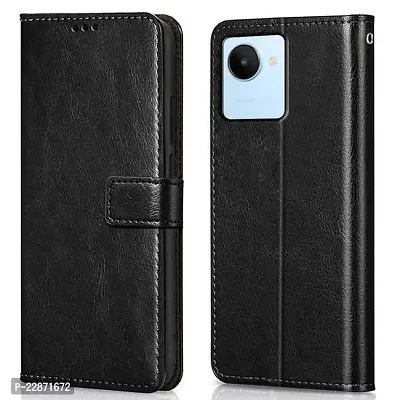 Fastship Leather Finish Inside TPU Wallet Stand Magnetic Closure Flip Cover for Realme C30  Venom Black-thumb0