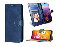 Fastship Vintage Magnetic Leather Wallet Case Book Flip Cover for Oppo CPH2127  Oppo A53 4G  Attractive Blue-thumb1