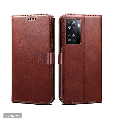 Fastship Leather Finish Inside TPU Wallet Stand Magnetic Closure Flip Cover for Oppo A77s  Executive Brown-thumb2