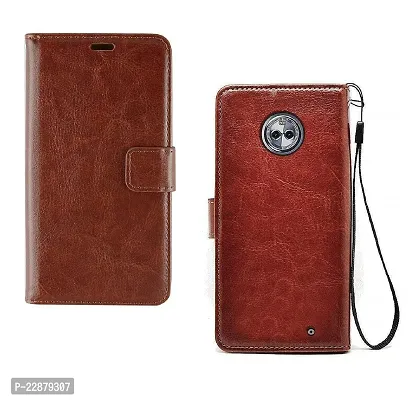 Fastship Case Leather Finish Inside TPU Wallet Stand Magnetic Closure Flip Cover for Moto X4  Executive Brown