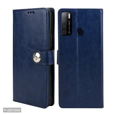 Fastship Cover Vivo Y21s Flip Cover  Wallet Stylish Button Magnetic Closure Book Cover Leather Flip Case for Vivo Y21s  Blue