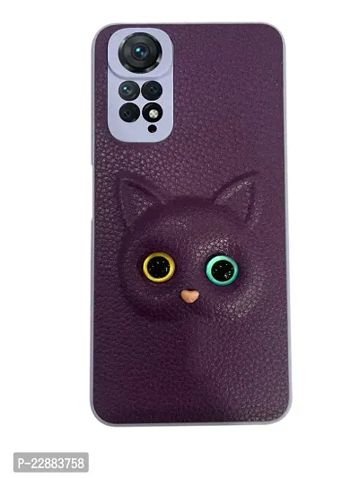 Coverage Coloured 3D POPUP Billy Eye Effect Kitty Cat Eyes Leather Rubber Back Cover for Redmi Note 11s  Purple