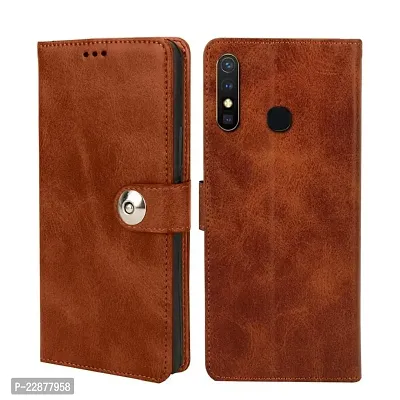 Fastship Infinix Hot 8 Flip Cover  Full Body Protection  Wallet Button Magnetic Closure Book Cover Leather Flip Case for Infinix Hot 8  Executive Brown