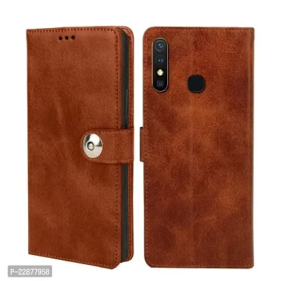 Fastship Infinix Hot 8 Flip Cover  Full Body Protection  Wallet Button Magnetic Closure Book Cover Leather Flip Case for Infinix Hot 8  Executive Brown-thumb0