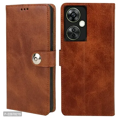 Fastship Cover Case OnePlus Nord CE 3 Lite 5G Flip Cover  Wallet Stylish Button Magnetic Closure Book Cover Leather Flip Case for OnePlus Nord CE 3 Lite 5G  Executive Brown-thumb0