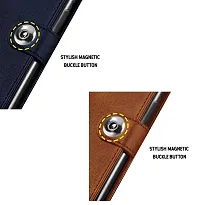 Fastship Genuine Leather Finish Combo 2 Flip Cover for Motorola Moto E32 | Wallet Button Magnetic for Motorola E32 - Brown / Blue-thumb4