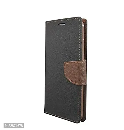 Fastship Genuine Canvas Smooth Flip Cover for V ivo 1902  Vivo Y17  Inside TPU  Inbuilt Stand  Wallet Style Back Cover Case  Stylish Mercury Magnetic Closure  Black Brown