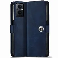 Fastship Genuine Matte Leather Finish Flip Cover for Oppo CPH2341  Oppo F21Pro 5G  Inside Back TPU  Inbuilt Stand  Wallet Stylish Button Magnetic Closure for Oppo F21 Pro 5G  Navy Blue-thumb1