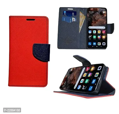 Fastship Samsung Galaxy A30 Flip Cover  Canvas Cloth Durable Long Life  Wallet Stylish Mercury Magnetic Closure Book Cover Leather Flip Case for Samsung Galaxy A30  Red-thumb0