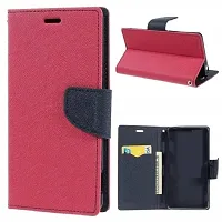 Fastship Vivo Y91 Flip Cover  Canvas Cloth Durable Long Life Pockets  Stand Wallet Stylish Mercury Magnetic Closure Book Cover Flip Case for Vivo Y91  Pink Blue-thumb1