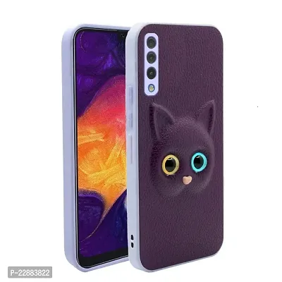 Fastship Colour Eye Cat Soft Kitty Case Back Cover for Samsung Galaxy A50s  Faux Leather Finish 3D Pattern Cat Eyes Case Back Cover Case for Samsung A50s  SM A507F  Jam Purple-thumb2