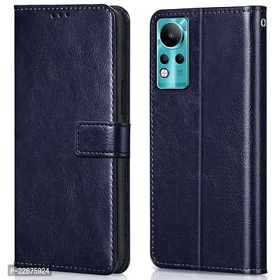 Fastship Cover Vintage Magnatic Closer Leather Flip Cover for Infinix X663  Note 11  Navy Blue