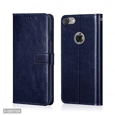 Fastship Faux Leather Wallet with Back Case TPU Build Stand  Magnetic Closure Flip Cover for I Phone 6 Plus  Navy Blue