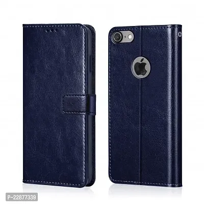 Fastship Faux Leather Wallet with Back Case TPU Build Stand  Magnetic Closure Flip Cover for I Phone 6 Plus  Navy Blue-thumb0