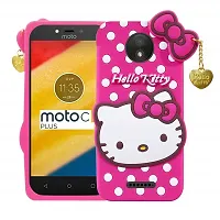 Fastship case Rubber Cat Kitty with Golden Latkan Case Back Cover for Motorola Moto C Plus  Pink-thumb1