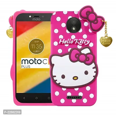 Fastship case Rubber Cat Kitty with Golden Latkan Case Back Cover for Motorola Moto C Plus  Pink-thumb2