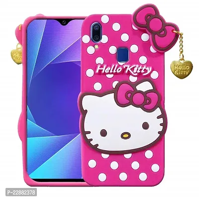 Fastship case Rubber Cat Kitty with Golden Latkan Case Back Cover for Vivo 1807  Vivo Y95  Pink