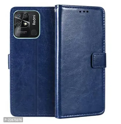 Fastship Cover Vintage Magnetic Leather Wallet Case Flip Cover for Mi Redmi 10A Sport  Attractive Blue