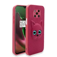 Fastship Coloured 3D POPUP Billy Eye Effect Kitty Cat Eyes Leather Rubber Back Cover for Poco X3 Pro  Baby Pink-thumb1