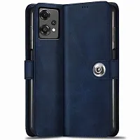 Fastship Cover Genuine Matte Leather Finish Flip Cover for OnePlus CPH2381  Nord CE2 Lite 5G  Inside TPU  Inbuilt Stand  Wallet Style Back Cover Case  Stylish Button Magnetic Closure  Navy Blue-thumb1