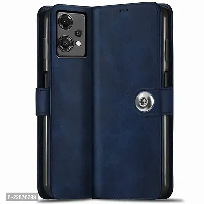 Fastship Cover Genuine Matte Leather Finish Flip Cover for OnePlus CPH2381  Nord CE2 Lite 5G  Inside TPU  Inbuilt Stand  Wallet Style Back Cover Case  Stylish Button Magnetic Closure  Navy Blue-thumb2