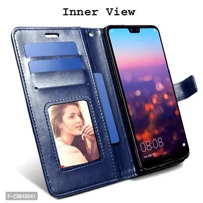 Fastship Leather Finish imported TPU Wallet Stand Magnetic Closure Flip Cover for Realme 12+ 5G - Navy Blue-thumb4